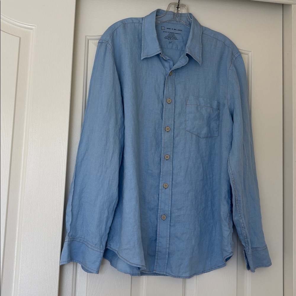 Men's GAP Light Blue Denim/Linen Casual Shirt
